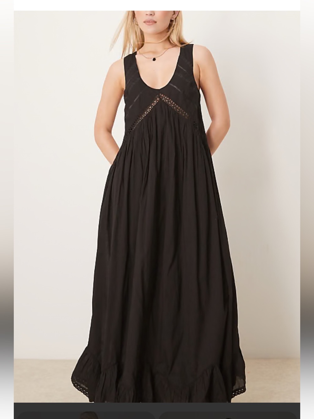 ASOS DESIGN hanky hem maxi dress with scoop neck in black ASOS 2